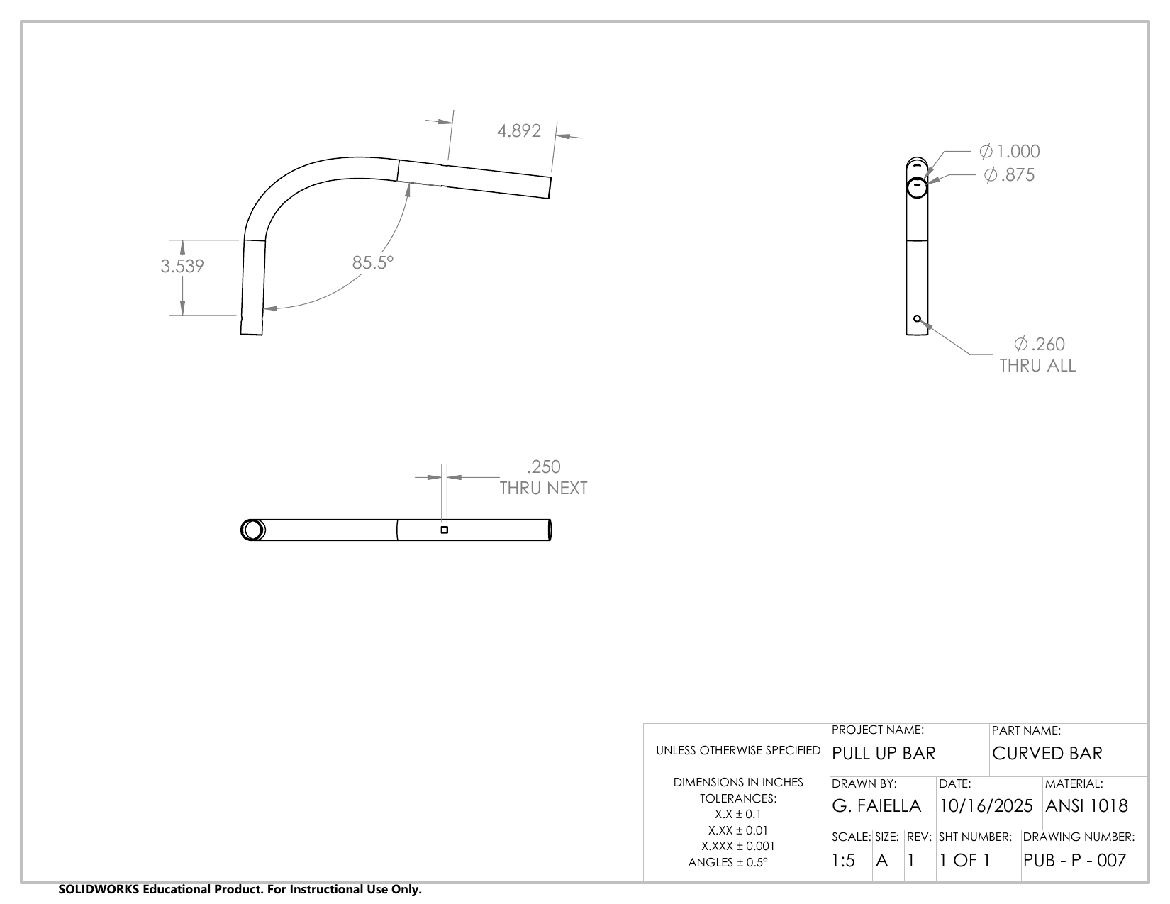 Curved bar drawing
